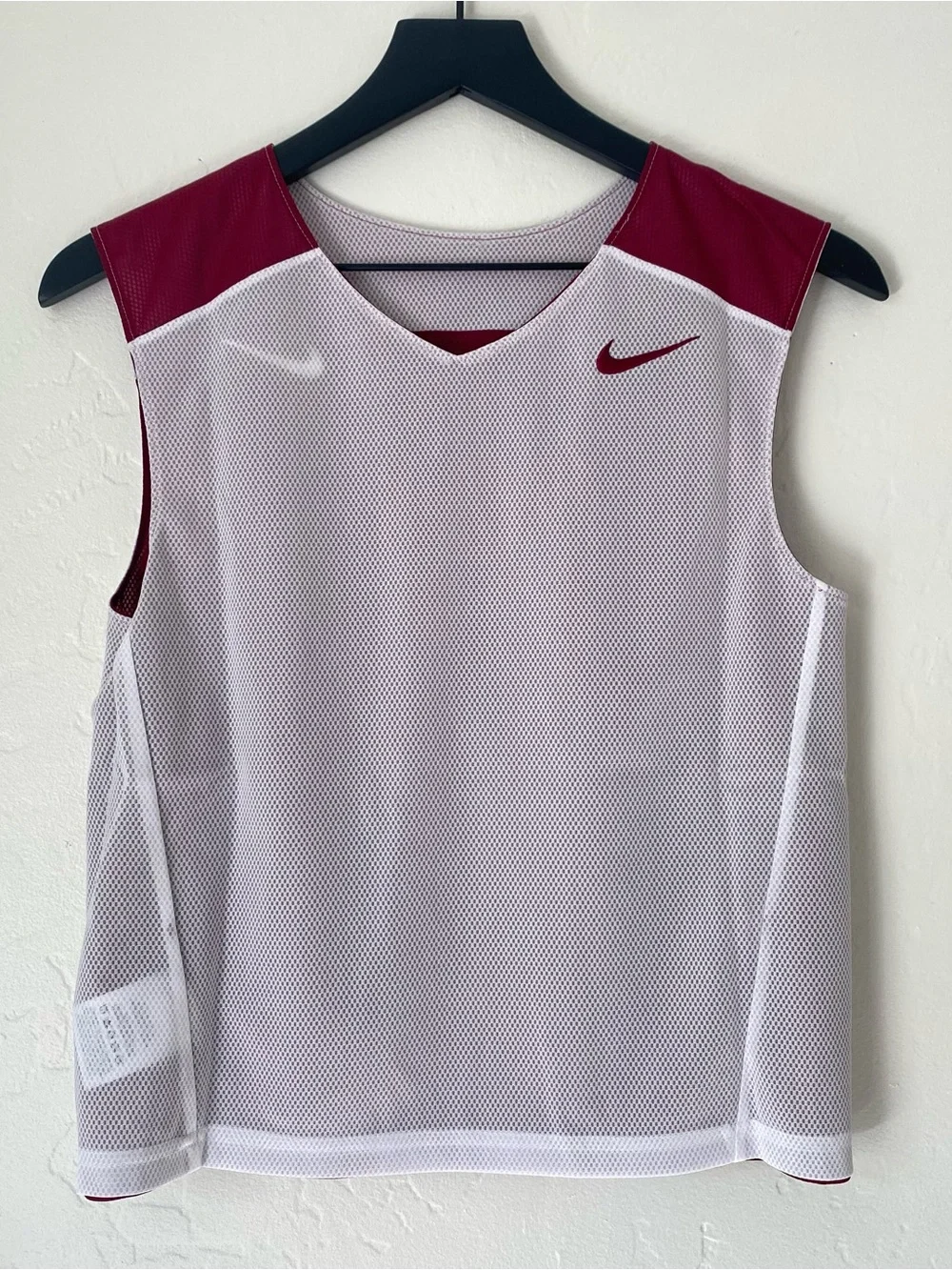 NWT Nike Revert Maroon/ White Mesh Sleeveless Jersey